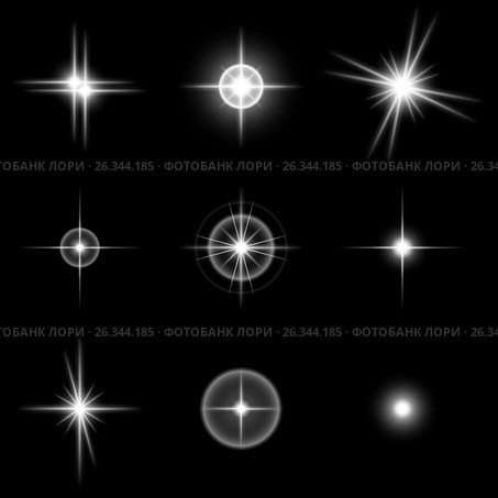 Set of beautiful white stars on black. Стоковая иллюстрация, иллюстратор Анастасия Некрасова / Фотобанк Лори