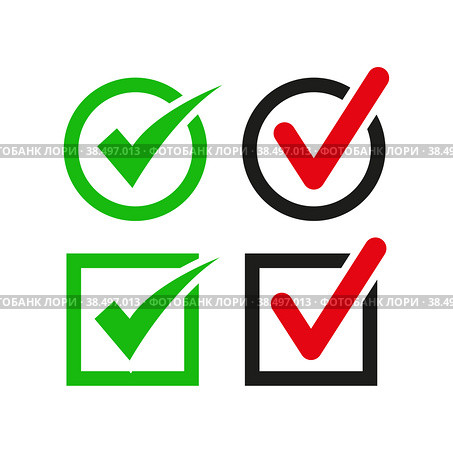 Set of checkmark icons. Simple vector illustration. Стоковая иллюстрация, иллюстратор Марина Дычек / Фотобанк Лори