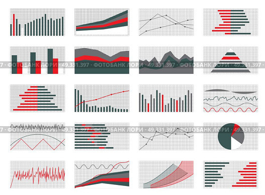 Set of Graphs and Charts. Data and Statistic, Informative Infographics. Vector Illustration. EPS10. Set of Graphs and Charts. Data and Statistic, Informative Infogr. Стоковая иллюстрация, агентство Ingram Publishing / Фотобанк Лори
