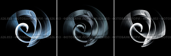 Set of images of abstract engine blades on a black background. Fractal image for the logo. 3D Computer generated. Стоковая иллюстрация, иллюстратор Бузмакова Светлана / Фотобанк Лори