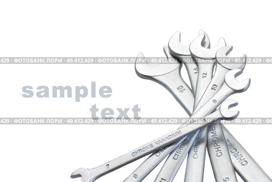Set of  metalic wrenches isolated on white background. Стоковое фото, агентство Ingram Publishing / Фотобанк Лори