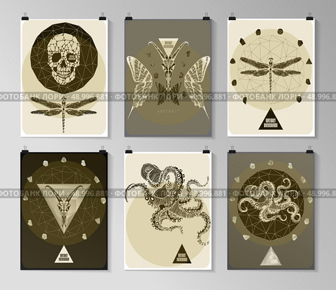 Set of poster, flyer, brochure design templates in gothic style. Symbol, sign for tattoo. Abstract modern backgrounds. Стоковая иллюстрация, агентство Ingram Publishing / Фотобанк Лори