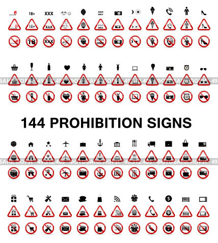 Set of Prohibition Signs. Vector Illustration. EPS10. Set of Prohibition Signs. Vector Illustration. Стоковая иллюстрация, агентство Ingram Publishing / Фотобанк Лори