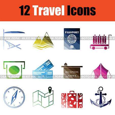 Set of Travel icons. Gradient color design. Vector illustration. Стоковое фото, агентство Ingram Publishing / Фотобанк Лори