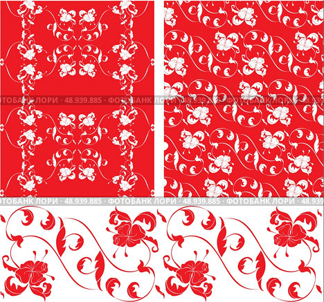 Set of Vintage ornate seamless patterns in rococo style. Стоковая иллюстрация, агентство Ingram Publishing / Фотобанк Лори