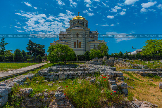 Sevastopol Historical and archaeological reserve "Tauric Chersonesos". Cathedral of St. Vladimir (2021 год). Редакционное фото, фотограф Анна Кривицкая / Фотобанк Лори