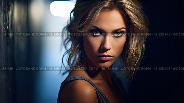 shadows model woman portrait lighting ai generated. Стоковое AI-изображение, AI-художник Vectorwin / Фотобанк Лори