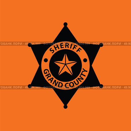 Sheriff badge icon. Orange background with black. Vector illustration. Стоковая иллюстрация, агентство Ingram Publishing / Фотобанк Лори