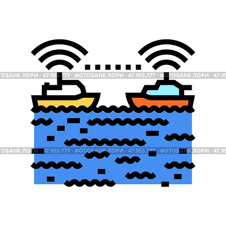 ship collision avoidance systems color icon vector illustration. Стоковая иллюстрация, иллюстратор Vectorwin / Фотобанк Лори