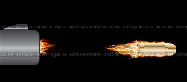 Shot from a Gun. Flying Bullet. Vector Illustration. EPS10. Shot from a Gun Bullet. Vector Illustration. Стоковая иллюстрация, агентство Ingram Publishing / Фотобанк Лори