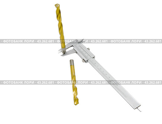 Штангенциркуль на белом фоне. Vernier caliper on a white background. Стоковое фото, фотограф Татьяна Д / Фотобанк Лори