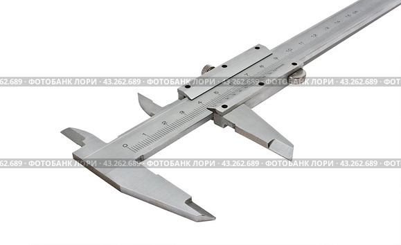 Штангенциркуль на белом фоне. Vernier caliper on a white background. Стоковое фото, фотограф Татьяна Д / Фотобанк Лори