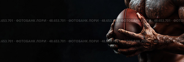 Сила и решимость на футбольном поле. Стоковое AI-изображение, AI-художник Александр Жуков / Фотобанк Лори