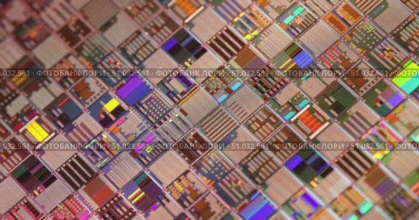 Silicon semiconductor wafer close-up. In electronics, a wafer also called a slice or substrate is a thin slice of semiconductor, a crystalline silicon, used for the fabrication of integrated circuits. Стоковое видео, видеограф Андрей Армягов / Фотобанк Лори