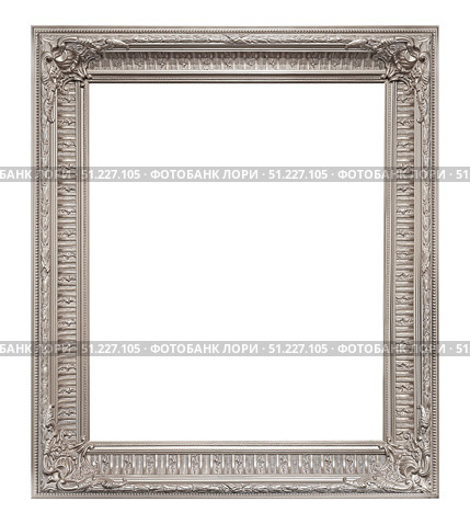 Silver frame for paintings, mirrors or photo isolated on white background. Стоковое фото, фотограф Елена  Попкова / Фотобанк Лори