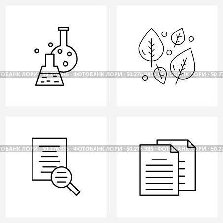 Simple Set of 4 Line Icons such as chemical flask; file; lab; winter; duplicate Vector Illustration. Стоковая иллюстрация, агентство Ingram Publishing / Фотобанк Лори