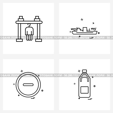 Simple Set of 4 Line Icons such as clothe, ship, outfit, military, user interface Vector Illustration. Стоковая иллюстрация, агентство Ingram Publishing / Фотобанк Лори