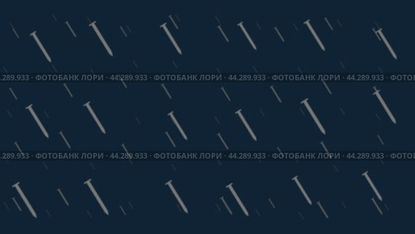 Символы металлических гвоздей перемещаются горизонтально слева направо. Эффект параллакса. Плавающие символы расположены случайным образом. Плавная анимация в формате 4k на темно-синем фоне. Стоковое видео, видеограф Карпенко Алексей / Фотобанк Лори