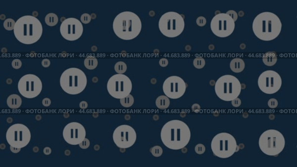 Символы паузы перемещаются горизонтально слева направо. Эффект параллакса. Плавающие символы расположены случайным образом. Плавная зацикленная анимация в формате 4k на темно-синем фоне. Стоковое видео, видеограф Карпенко Алексей / Фотобанк Лори