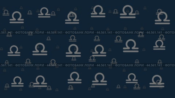 Символы зодиакальных весов перемещаются горизонтально слева направо. Эффект параллакса. Плавающие символы расположены случайным образом. Плавная зацикленная анимация в формате 4k на темно-синем фоне. Стоковое видео, видеограф Карпенко Алексей / Фотобанк Лори