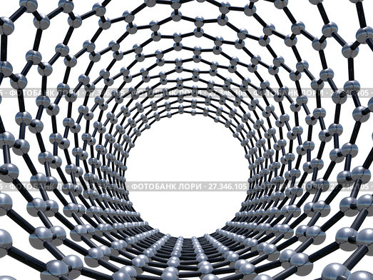Single-walled zigzag carbon nanotube 3d. Стоковая иллюстрация, иллюстратор EugeneSergeev / Фотобанк Лори