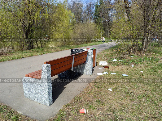 Скамейка для отдыха. Национальный парк «Лосиный остров». Район Гольяново. Город Москва (2024 год). Редакционное фото, фотограф lana1501 / Фотобанк Лори