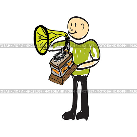 sketch illustration of phonograph. Стоковая иллюстрация, агентство Ingram Publishing / Фотобанк Лори