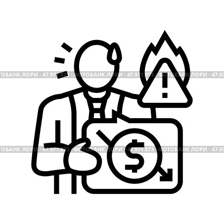 skewed management values organizational crisis line icon vector illustration. Стоковая иллюстрация, иллюстратор Vectorwin / Фотобанк Лори