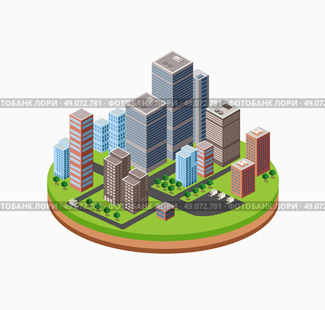 Skyscrapers, urban high-rise home. Set of objects for urban design. Стоковая иллюстрация, агентство Ingram Publishing / Фотобанк Лори
