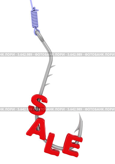 Слово "sale" (распродажа) на рыболовном крючке. Стоковая иллюстрация, иллюстратор WalDeMarus / Фотобанк Лори