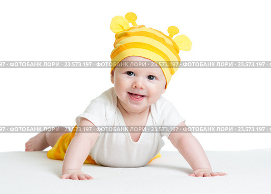 smiling baby boy weared funny hat. Стоковое фото, фотограф Оксана Кузьмина / Фотобанк Лори