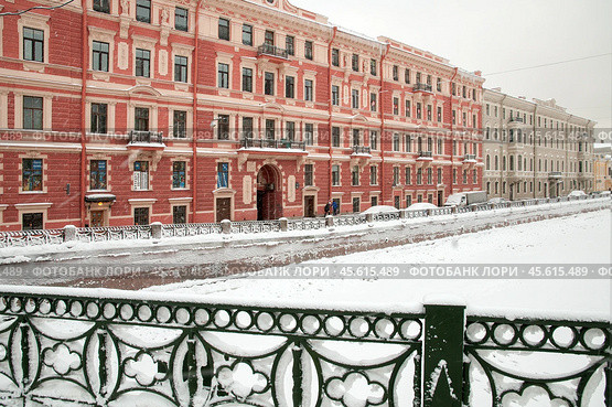 Снежный Санкт-Петербург. Река Мойка. Вид с Фонарного моста (2010 год). Стоковое фото, фотограф Александр Алексеев / Фотобанк Лори
