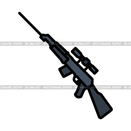 Sniper Rifle Icon. Editable Bold Outline With Color Fill Design. Vector Illustration. Стоковая иллюстрация, агентство Ingram Publishing / Фотобанк Лори