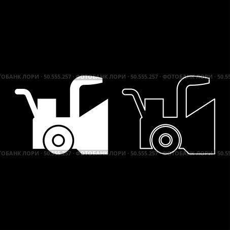 Snowblower snow clear machine snowplow truck plough clearing vehicle equipped seasons transport winter highway service equipment clean set icon white color vector illustration image simple solid fill outline contour line thin flat style. Snowblower snow clear machine snowplow truck plough clearing vehicle equipped seasons transport winter highway service equipment clean set icon white color vector illustration image solid fill outline contour line thin flat style. Стоковая иллюстрация, агентство Ingram Publishing / Фотобанк Лори