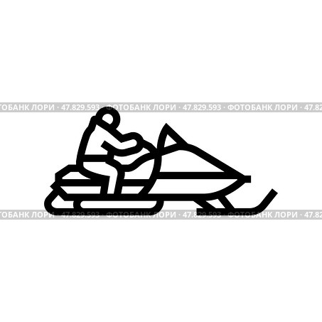 snowmobiling winter sport line icon vector illustration. Стоковая иллюстрация, иллюстратор Vectorwin / Фотобанк Лори