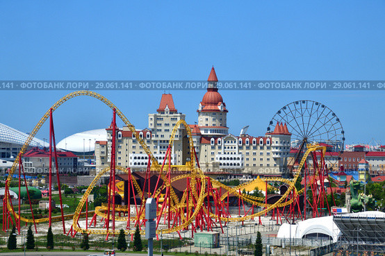 Sochi, Russia - June 5. 2018. Sochi Park, which entered TOP-25 of best parks in Europe in 2016. Редакционное фото, фотограф Володина Ольга / Фотобанк Лори