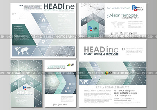 Social media posts set. Abstract design templates, vector layouts in popular formats. Genetic and chemical compounds. Atom, DNA and neurons. Medicine, chemistry, science concept. Geometric background.. Social media posts set. Business templates. Easy editable abstract flat design template, vector layouts in popular formats. Genetic and chemical compounds. Atom, DNA and neurons. Medicine, chemistry, science or technology concept. Geometric background. Стоковая иллюстрация, агентство Ingram Publishing / Фотобанк Лори