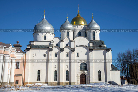 Софийский собор мартовским днем. Великий Новгород, Россия (2022 год). Стоковое фото, фотограф Анна Карасева / Фотобанк Лори