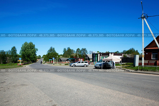 Советская улица, агрогородок Гервяты, Островецкий район, Гродненская область. Беларусь (2024 год). Редакционное фото, фотограф Сергей Афанасьев / Фотобанк Лори