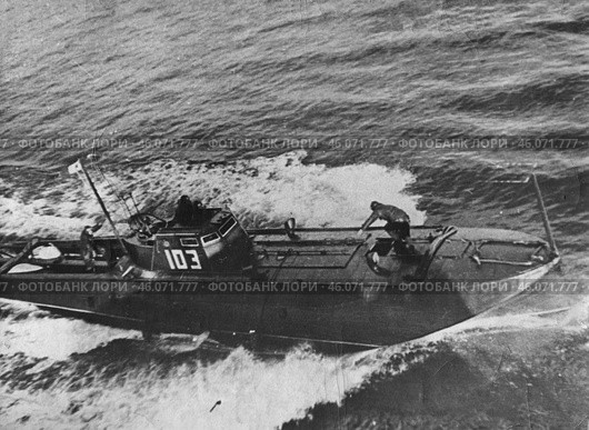 Советский торпедный катер Черноморского флота типа Г-5 №103 в море. 1942. Стоковое фото, фотограф Retro / Фотобанк Лори