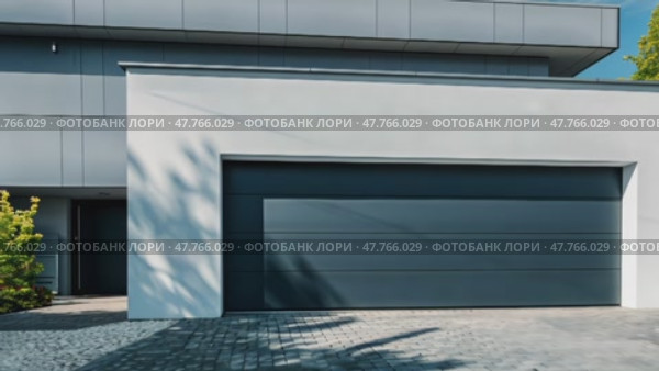 Современная последовательность открытия гаражных ворот в современной архитектуре с тенями от дневного света. Стоковое AI-видео, аниматор ФотоИнтеллект / Фотобанк Лори