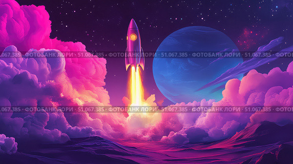 space scrolling rocket ai generated. Стоковое AI-изображение, AI-художник Vectorwin / Фотобанк Лори