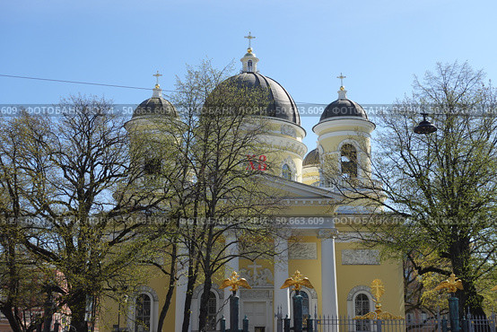 Спасо-Преображенский собор в Санкт-Петербурге весной. Transfiguration Cathedral (Spaso-Preobrazhensky Cathedral) in Saint Petersburg in spring. Редакционное фото, фотограф Юрий Пуликов / Фотобанк Лори