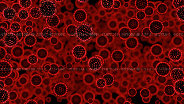 Spawn or bacterium float in liquid substance. Стоковая иллюстрация, иллюстратор David Kashakhi / Фотобанк Лори