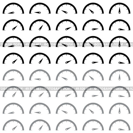 Speedometr black and grey colour icon.. Speedometr black and grey colour icon set. Стоковая иллюстрация, агентство Ingram Publishing / Фотобанк Лори