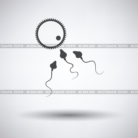 Sperm and egg cell icon on gray background, round shadow. Vector illustration. Стоковая иллюстрация, агентство Ingram Publishing / Фотобанк Лори