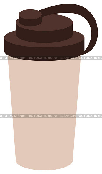 Sport or touristic water bottle and plastic drinking cup vector mockup illustration isolated on white background. Liquid container with lid. Shaker for mixing cocktails and sports nutrition. Sport or touristic water bottle and plastic drinking cup vector illustration on white background. Стоковая иллюстрация, агентство Ingram Publishing / Фотобанк Лори