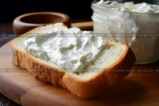 Spreadable Bread cream cheese. Generate Ai. Стоковое AI-изображение, AI-художник Иван Рябоконь / Фотобанк Лори