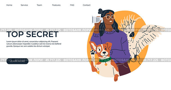 Spy person listening eavesdropping on people. Top secret landing page template. Information privacy violation spyware app espionage. Person sneaking, peeking, watching, looking sneaky and waiting. Spy person listening eavesdropping on people. Information privacy violation spyware app espionage. Стоковая иллюстрация, агентство Ingram Publishing / Фотобанк Лори