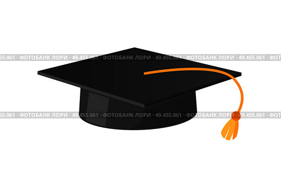 Square academic hat with tassel vector illustration icon isolated on white. Mortarboard cup symbol of wisdom and magisters graduation from university. Square Academic Hat with Tassel Vector Icon. Стоковая иллюстрация, агентство Ingram Publishing / Фотобанк Лори